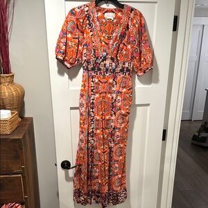 Vibrant Orange Patterned Dress